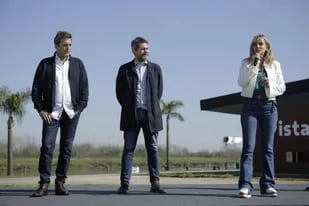 Sergio Massa, Matías Lammens y Malena Galmarini este sábado en Tigre