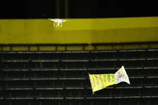 Drone que sobrevoló la cancha durante el clásico que disputan Rosario Central y Newell's Old Boys