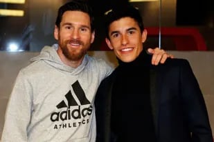 Messi y Márquez, en el Camp Nou, un año atrás