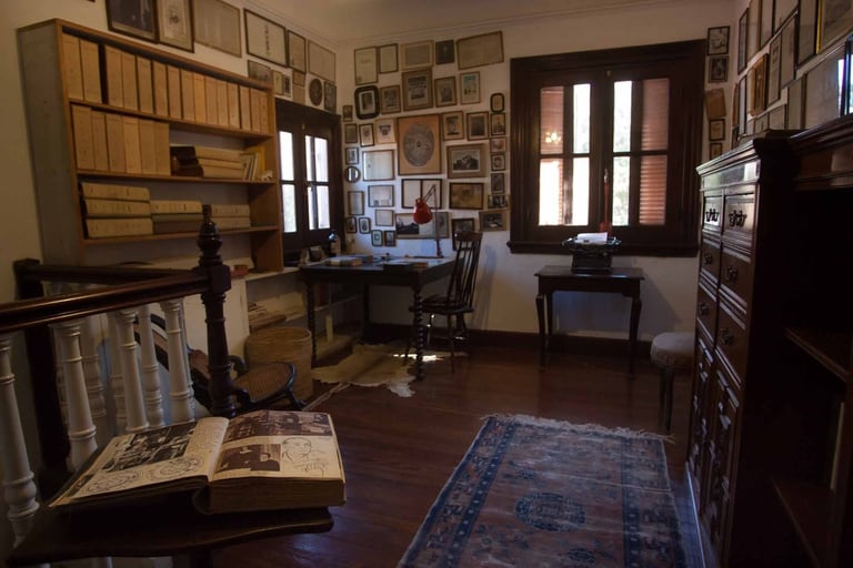 El estudio de Manucho, ubicado en el 1er piso de la Casa de Manuel Mujica Lainez en La Cumbre