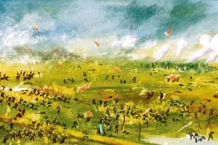 La Guerra de la Triple Alianza, aquí retratada en una pintura de Cándido López, terminó con victoria argentina, brasilera y uruguaya el 1 de marzo de 1870