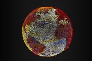 Detalle de Resonancia magnética de la Tierra, la obra de Refik Anadol presentada por Google Arts & Culture