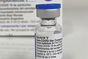 Una de las vacunas Sputnik V que se terminaron de producir en la Argentina.