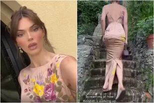 El incidente de Kendall Jenner con su vestido en el casamiento de Kourtney Kardashian que se hizo viral
