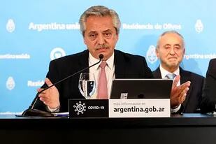 Alberto Fernández durante el anuncio