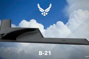 Este render proporcionado por la Fuerza Aérea de los Estados Unidos muestra el bombardero de ataque de largo alcance, designado como B-21.