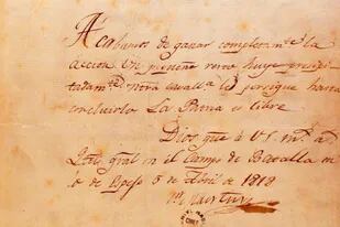 Manuscrito de una carta que San Martín dirigió a Bernardo OHiggins por la Batalla de Maipú