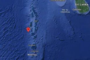 El lugar del impacto de los restos del cohete: al oeste de las Islas Maldivas