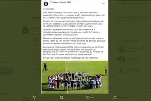 El jugador Apolinario se desplomó en pleno partido en la Tercera División de Portugal