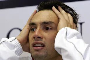 Mariano Puerta, en octubre de 2005, en Tokio, en su primera rueda de prensa luego de que se conociera su doping en la final de Roland Garros.