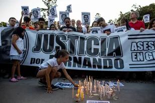 Una de las vigilias por la muerte de Fernando Báez Sosa y en reclamo de justicia