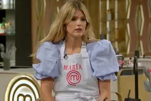 Mery del Cerro, derrotada en el desafío de armar una tienda de campaña en MasterChef Celebrity (Telefe) (Crédito: Captura de video Telefe)