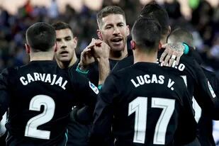 Casemiro y Ramos festejan el triunfo de Real Madrid frente a Leganés