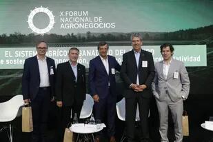 Idígoras, Laucirica, de Felipe, Martins y Agustín Dranovsky (moderador), participantes del segundo panel sobre los modelos de representatividad agraria