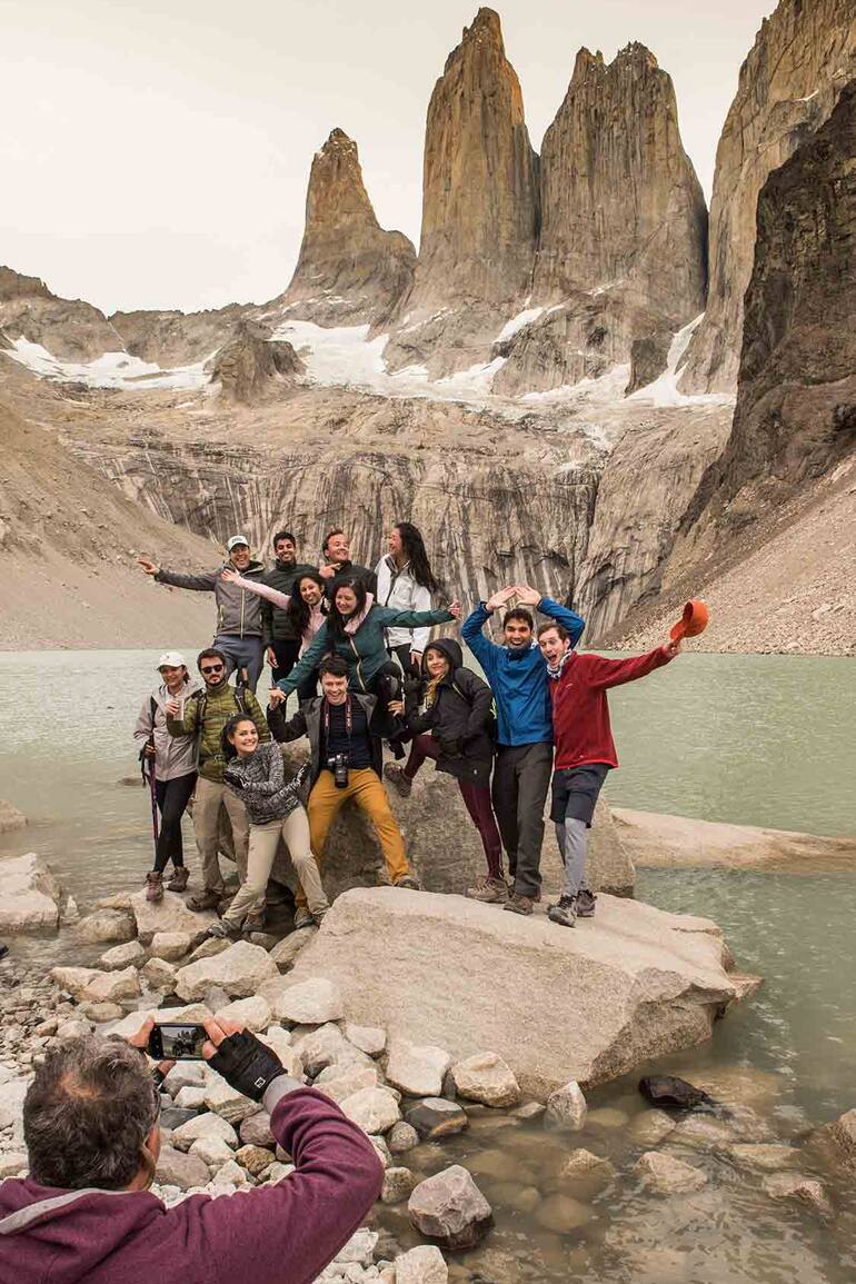 La emoción de llegar a las torres –la primera meta del viaje– después de subir 12 km y, en el final, trepar por las piedras.