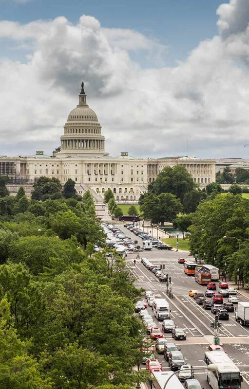 Vista del Capitolio y la Avenida Pensilvania, desde la terraza del Newseum.