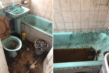 El baño: agua estancada y suciedad acumulada por 12 años