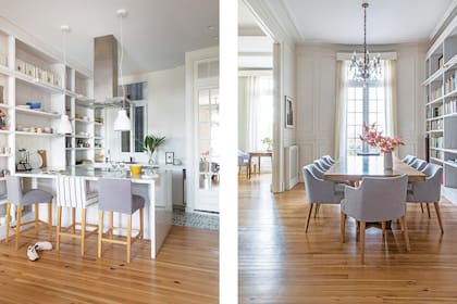 Para la refacción, la arquitecta combinó muebles y objetos no tan típicos. Por ejemplo, la biblioteca que, como columna vertebral del espacio, lo unifica y eleva.