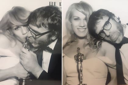 Mariana Genesio Peña y su ex, Nicolás Giacobone, cuando celebraron el Oscar que él recibió por el guion de Birdman