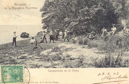 Postal de un campamento en el Chaco. Foto de E.C. Moody.