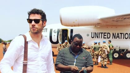 Bautista durante una visita a Bria en Republica Centroafricana para diseñar programas de consolidación de la paz (2016)