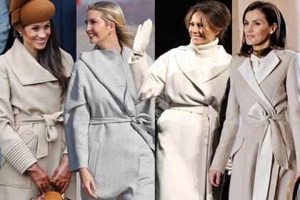 Los abrigos anudados en la cintura y en tonos claros son una tendencia a la que se han sumado Letizia, Ivanka Trump y la mujer de su padre, Melania. Pero la duquesa de Sussex, adelantada, lo usó la pasada Navidad en Sandringham.