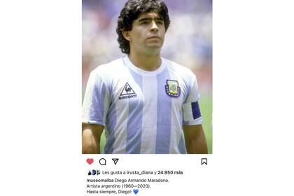 El posteo del Malba en Instagram, que presenta a Maradona como artista argentino