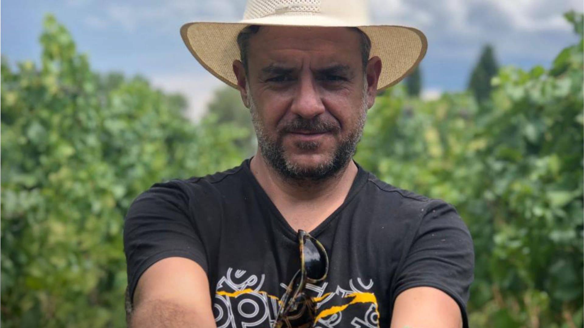 Mauro Villarejo cosechando uvas blancas de su propia finca.
