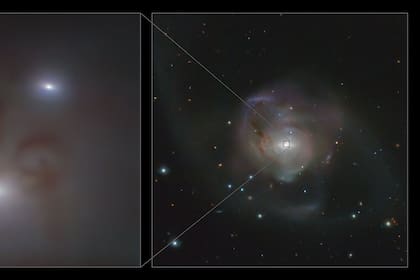 01-01-1970 Primeros planos y visión de amplio campo de la pareja de agujeros negros supermasivos. Firma: ESO/Voggel et al.; ESO/VST ATLAS team. Acknowledgement: Durham University/CASU/WFAU POLITICA SOCIEDAD 