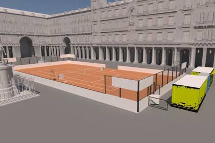 01/04/2024 Tenis.- El Mutua Madrid Open instalará una pista de tenis en la Plaza Mayor de la capital del 6 al 26 de abril. El Mutua Madrid Open instalará, como ya hiciera el año pasado, una pista de tenis de tierra batida en la Plaza Mayor de la capital española, disponible del 6 al 26 de abril, que "permitirá a los ciudadanos pisar una reproducción idéntica del Estadio Manolo Santana", en el que se disputará el torneo del 22 de abril al 5 de mayo, según un comunicado. DEPORTES MUTUA MADRID OPEN