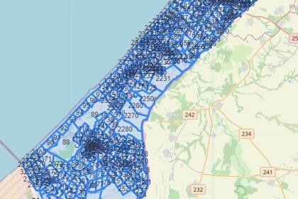 01/12/2023 Mapa publicado por el Ejército de Israel con la división de la Franja de Gaza en cientos de sectores para sus órdenes de "evacuación" en el marco de su ofensiva POLITICA ORIENTE PRÓXIMO ASIA ISRAEL INTERNACIONAL EJÉRCITO DE ISRAEL