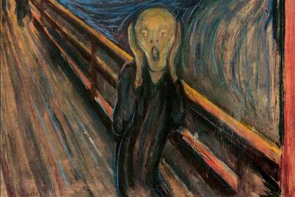 03/05/2012 El Grito De Edvard Munch .  Una pareja de activistas por el medio ambiente han intentado pegarse sin éxito al marco de la icónica pintura de 'El Grito', de Edvard Munch, en el Museo Nacional de Oslo (Noruega).  SOCIEDAD NORUEGA CULTURA EUROPA EDVARD MUNCH