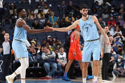 03/12/2021 Santi Aldama choca con Jaren Jackson durante el Grizzlies-Thunder NORTEAMÉRICA DEPORTES ESTADOS UNIDOS NBA