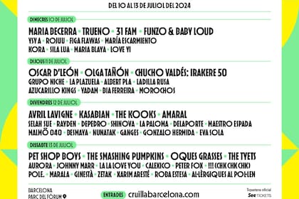 04/04/2024 Cartel del Festival Cruïlla 2024 CATALUÑA ESPAÑA EUROPA BARCELONA CULTURA FESTIVAL CRUÏLLA