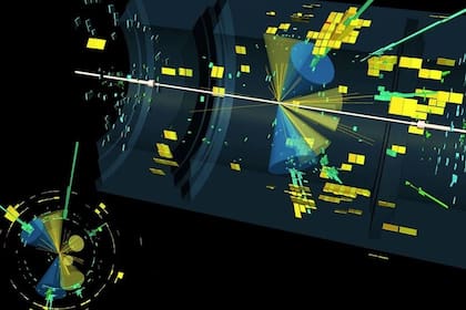 04/07/2022 Un evento de colisión en el detector Atlas: acoplamiento del bosón de Higgs al quark top POLITICA INVESTIGACIÓN Y TECNOLOGÍA ATLAS/CERN