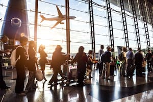 05/06/2024 Pasaros en un aeropuerto con un avion sobrevolando de fondo ESPAÑA EUROPA MADRID ECONOMIA INTERMUNDIAL