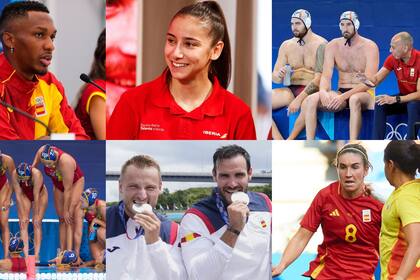 05/08/2024 Los deportistas Jordan Díaz (atletismo), Adriana Cerezo (taekwondo), Marcoos Coopre y Saúl Craviotto (piragüismo), y Mariona Caldentey (fútbol), y los equipos masculino y femenino de waterpolo. DEPORTES EUROPA PRESS / COE
