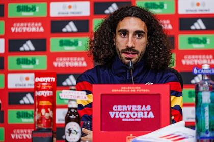 07/07/2024 El lateral español Marc Cucurella atiende a los medios en una rueda de prensa durante la Eurocopa 2024. DEPORTES RFEF