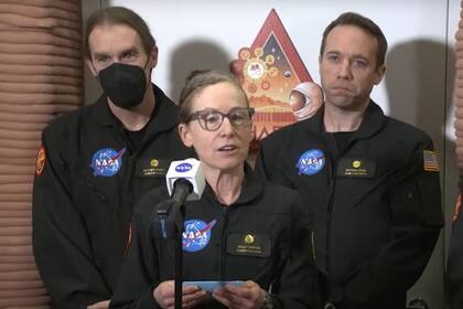 08/07/2024 Kelly Haston interviniendo durante el acto de recpeción tras finalizar la primera misión simulada a Marte de la NASA POLITICA INVESTIGACIÓN Y TECNOLOGÍA NASA