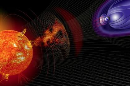 09/10/2023 Impresión artística que representa la influencia de una erupción solar en la Tierra. POLITICA INVESTIGACIÓN Y TECNOLOGÍA NASA