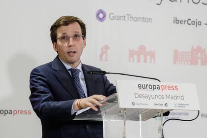 10/05/2023 El alcalde de Madrid, José Luis Martínez-Almeida, interviene durante un desayuno Madrid de Europa Press, a 10 de mayo de 2023, en Madrid (España). POLITICA Carlos Luján - Europa Press
