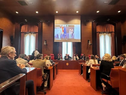 10/06/2024 Reunión del grupo parlamentario de Junts en el Parlament con la asistencia telemática del secretario general del partido, Jordi Turull, y el expresidente de la Generalitat Carles Puigdemont