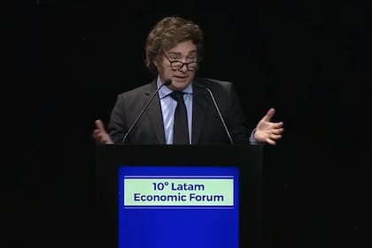 Javier Milei durante su discurso en Latam Economic Forum