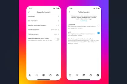 12/02/2024 Meta limitará la aparición de contenido político recomendado en Instagram y Threads. Meta limitará la aparición de contenido político recomendado en los 'feeds' principales, reels y usuarios sugeridos en Instagram y Threads, para aquellas personas que no quieran ver este tipo de contenido de forma habitual. POLITICA META
