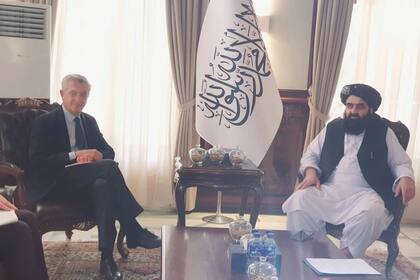 14-09-2021 El encargado de Exteriores del gobierno talibán, Amir Jan Muttaqi, y el Alto Comisionado de la ONU para los Refugiados (ACNUR), Filippo Grandi POLITICA TWITTER/MOHAMAD NAIM