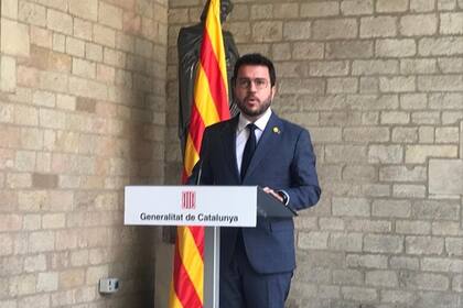 14-09-2021 El presidente de la Generalitat, Pere Aragonès, comparece tras el Consell Executiu del martes 14 de septiembre de 2021. CATALUÑA ESPAÑA EUROPA BARCELONA POLÍTICA