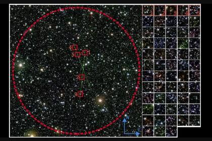14/11/2022 Una imagen compuesta que muestra las 58 galaxias agrupadas en la "zona de evasión" detrás de la Vía Láctea. POLITICA INVESTIGACIÓN Y TECNOLOGÍA GALDEANO ET AL. / ESO
