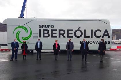 15-01-2021 Acto que ha tenido lugar hoy de la salida del puerto de Bilbao de nacelles de aerogeneradores del primer parque eólico de Repsol e Ibereólica en Chile. ECONOMIA ESPAÑA EUROPA PAÍS VASCO