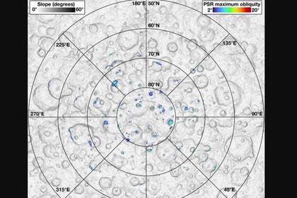 15/04/2024 Mapa de la región polar norte de Ceres. Las áreas de color son áreas que están continuamente en sombra durante un año Ceres y, por lo tanto, son muy frías. POLITICA INVESTIGACIÓN Y TECNOLOGÍA ERWAN MAZARICO/GSFC.