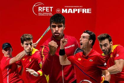 15/08/2022 Equipo español de Copa Davis para la fase de grupos de la edición 2022 --de izquierda a derecha: Davidovich, Carreño, Alcaraz, Bautista y Granollers-- DEPORTES RFET